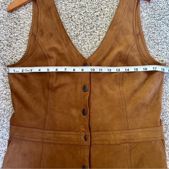 Abercrombie and Fitch Faux Suede Brown Front Button Tank Mini Dress Large Tall - Picture 5 of 7